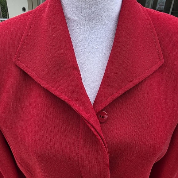 Vintage Genny Made In Italy 100% Wool Red Blazer With Beaded Buttons- SZ 10 - Picture 3 of 16